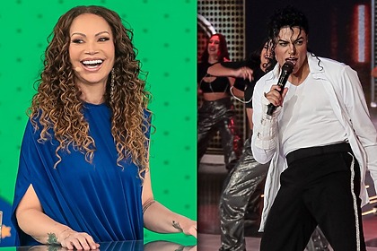 Solange Almeida e Rodrigo Teaser em uma montagem no Programa Silvio Santos