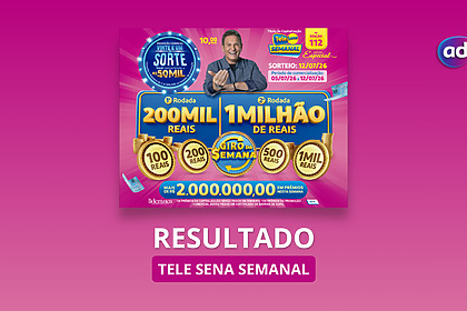 Bilhete da Tele Sena Semanal rosa, edição 112