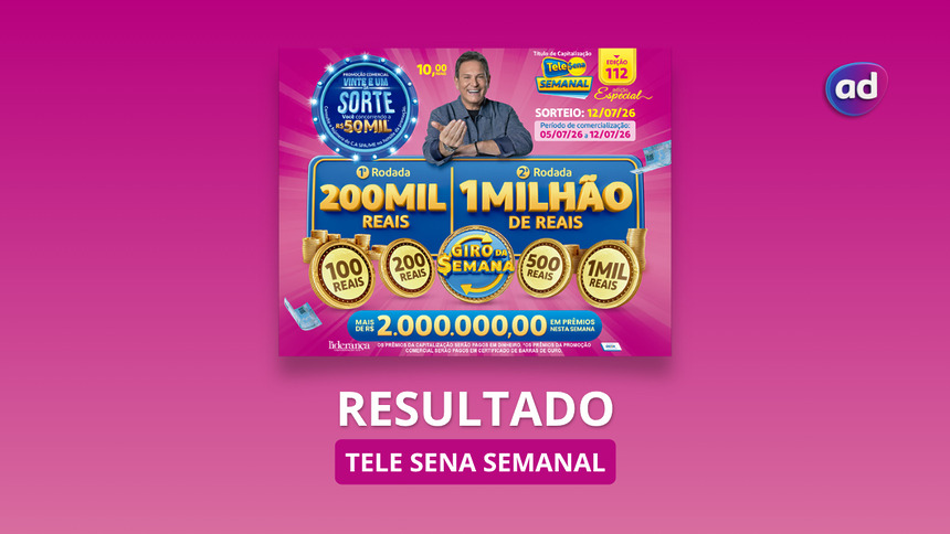 Bilhete da Tele Sena Semanal rosa, edição 112