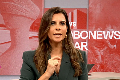 Camila Bomfim em trecho da estreia do GloboNews radar e dos novos cenários da GloboNews