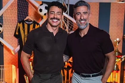 Cauã Reymond e Marcos Mion no Caldeirão