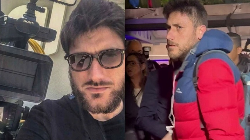 Cinegrafista da Globo cabeçada no debate, em uma montagem
