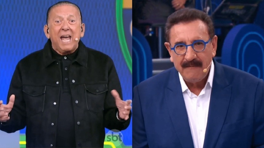 Galvão Bueno e Ratinho em uma montagem no SBT
