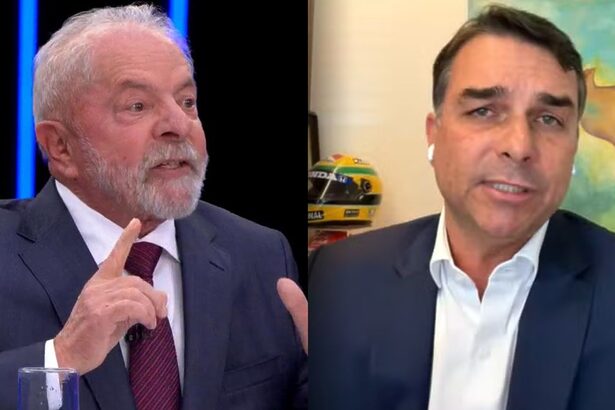 Lula e Flavio Bolsonaro em uma montagem