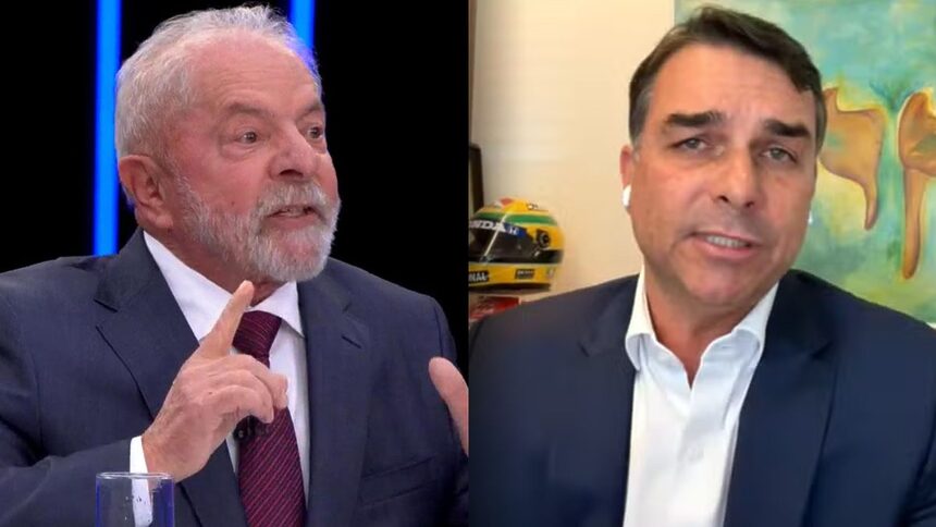 Lula e Flavio Bolsonaro em uma montagem