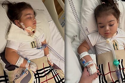 Maria Guilhermina, filha de Juliano Cazarré, na CTI do hospital
