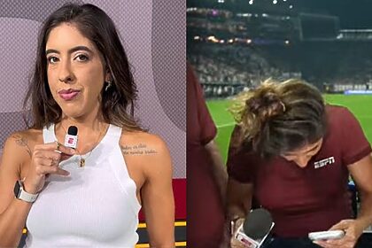 Mariana Pereira levando bolada na cabeça ao vivo na ESPN