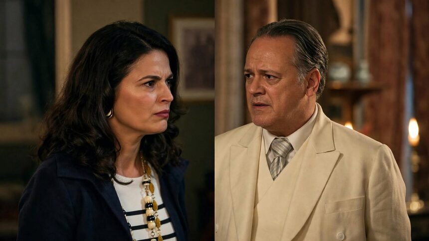 Marta olha com raiva para Diogenes em cena de A Nobreza do Amor