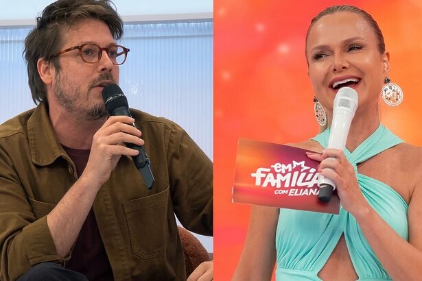 Porchat e Eliana em montagem no Em Família