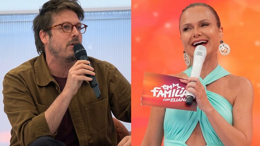 Porchat e Eliana em montagem no Em Família
