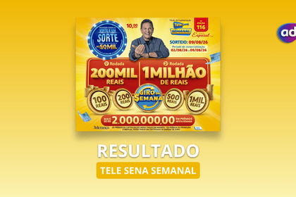 Bilhete amarelo da Tele Sena Semanal edição especial Dia dos Pais 116