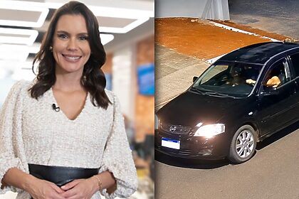 Camila Busnello e carro do caso Márcio Talaska em uma montagem