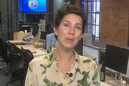 Cecília Malan na antiga redação da Globo em Londres