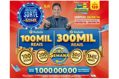 Bilhete da Edição 120 da Tele Sena Semanal na cor vermelho