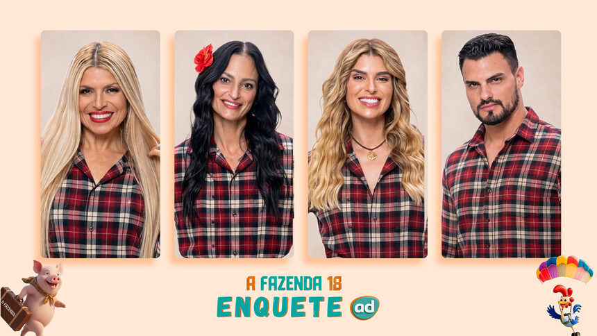 Adryana, Ariela, Mônica e Renê na arte da Enquete da Baia de A Fazenda 18
