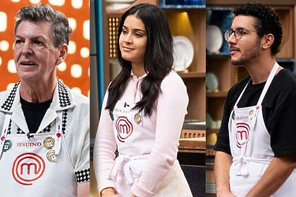 Jesuino, Maria Eduarda e Rodrigo em uma montagem no MasterChef