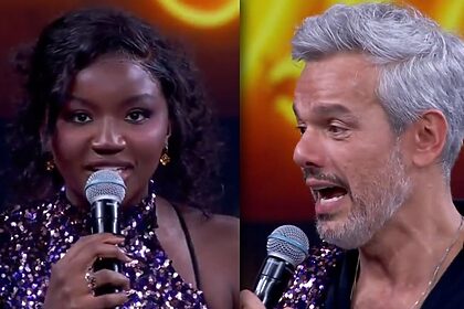 Kenya Sade e Otaviano Costa em montagem na Dança dos Famosos