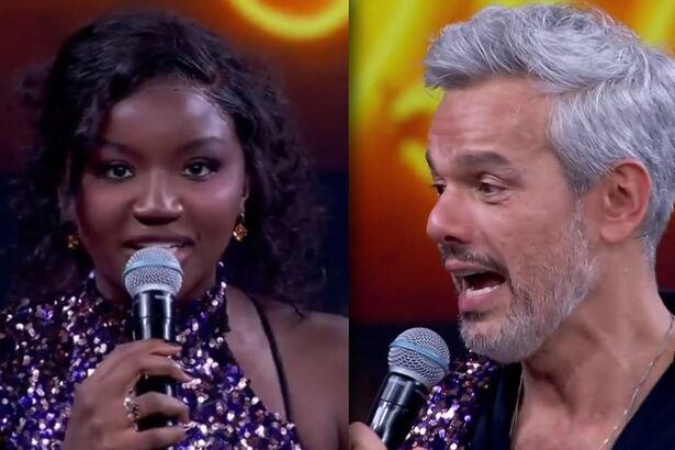 Kenya Sade e Otaviano Costa em montagem na Dança dos Famosos