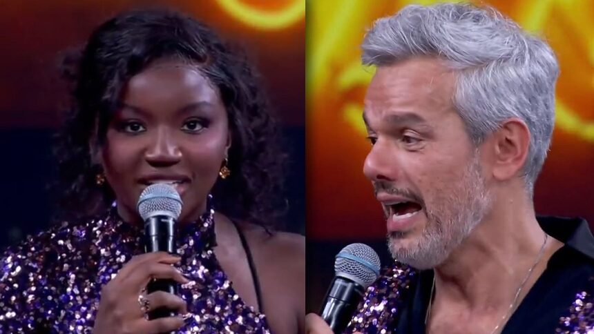 Kenya Sade e Otaviano Costa em montagem na Dança dos Famosos
