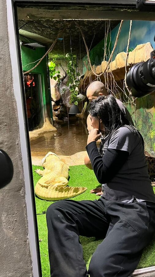 Márcia Fu olhando para o Jacaré