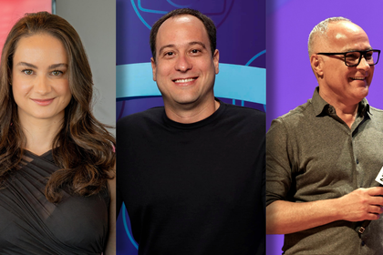 Júlia Rueff, Paulo Marinho e Amauri Soares em montagem sobre o novo comando da Globo